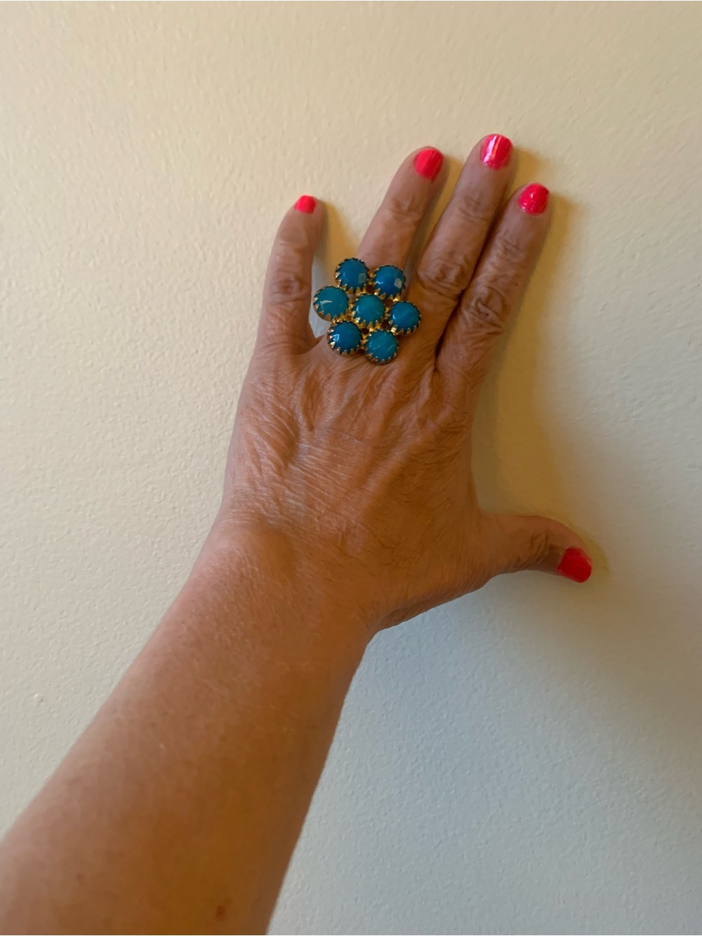 Bold Turquoise Floral Cluster Ring - Women Jewelry